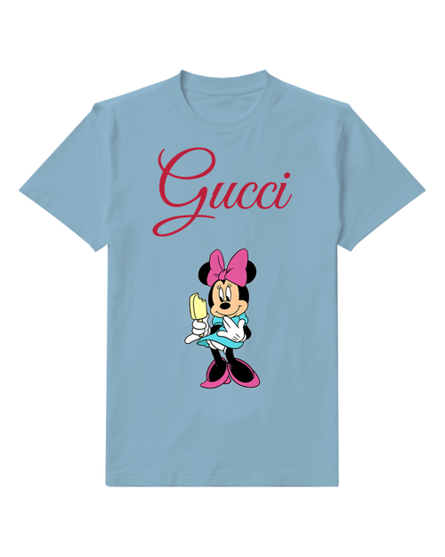 Dusty Blue Minnie Mouse Holding Ice Cream Graphic T-Shirt - front product view