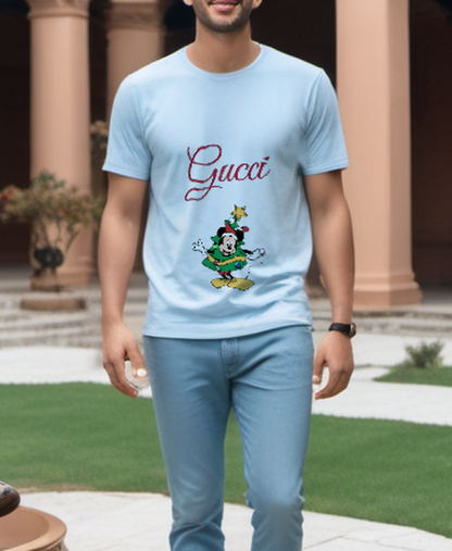 Sky Blue Tree Costume Mouse Graphic T-Shirt - styled view 3