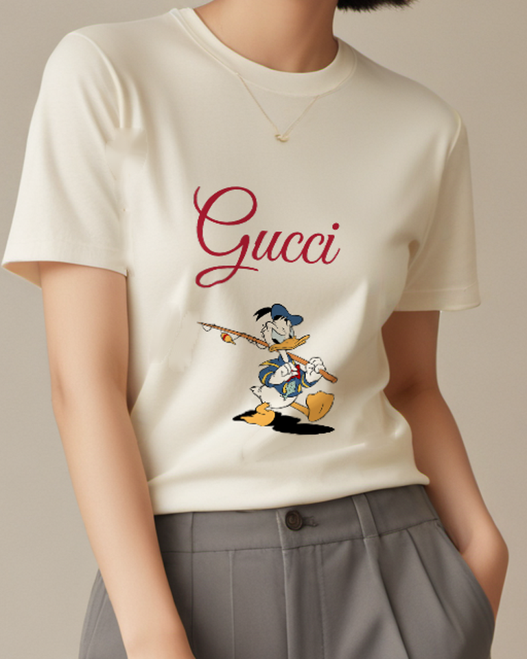 Ivory Duck Long Fishing Rod Graphic T-Shirt - model wearing view