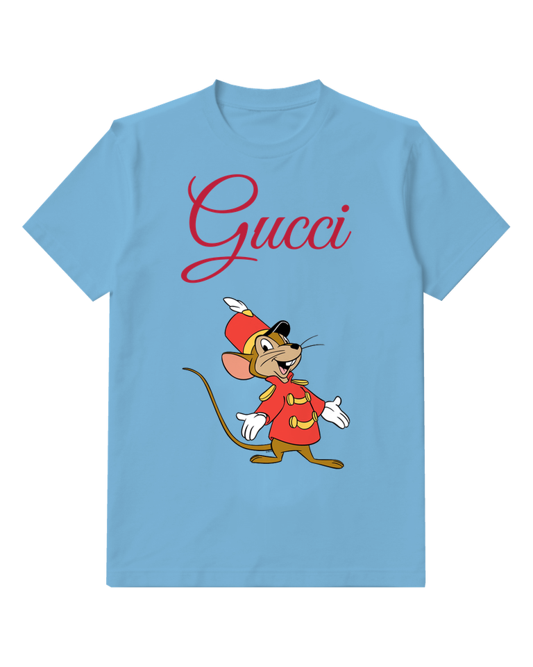 Dusty Blue Timothy Mouse In Joyful Pose Graphic T-Shirt - front product view