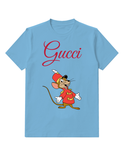 Dusty Blue Timothy Mouse In Joyful Pose Graphic T-Shirt - front product view