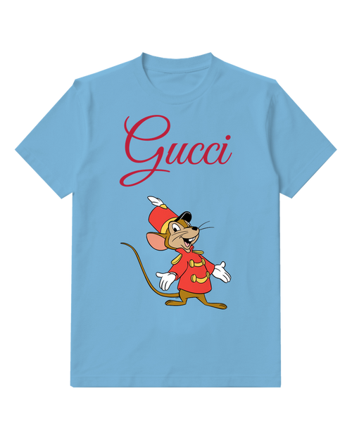 Dusty Blue Timothy Mouse In Joyful Pose Graphic T-Shirt - front product view