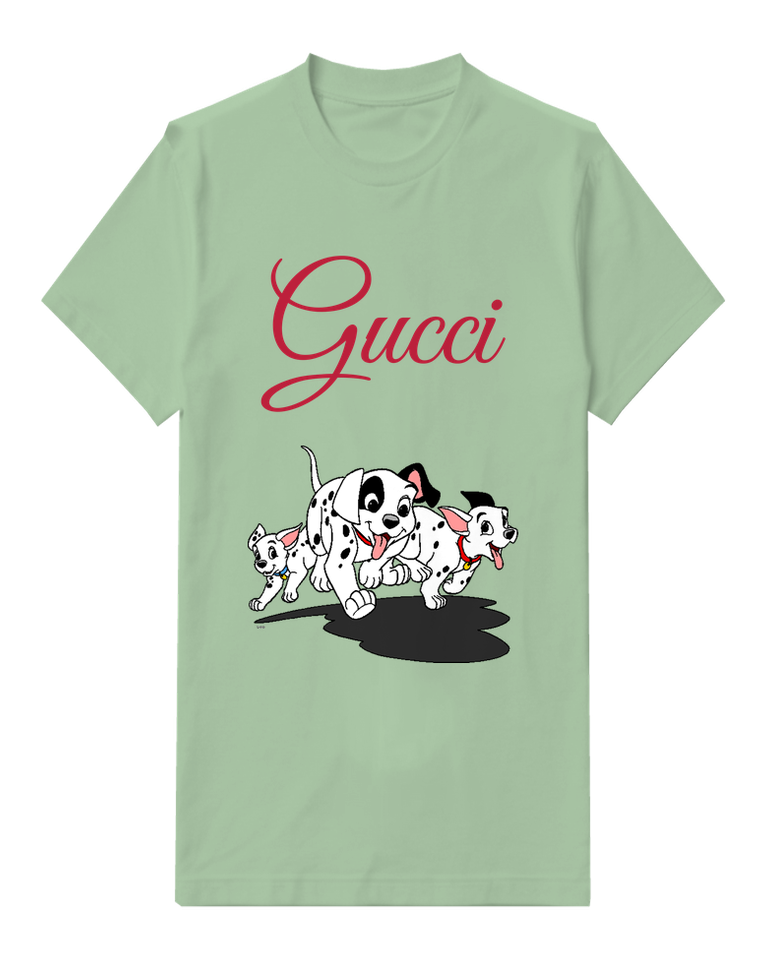 Sage Green Dalmatian Puppies Running Together Graphic T-Shirt - front product view