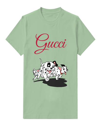 Sage Green Dalmatian Puppies Running Together Graphic T-Shirt - front product view