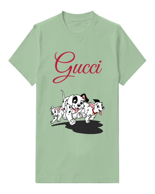 Sage Green Dalmatian Puppies Running Together Graphic T-Shirt - front product view