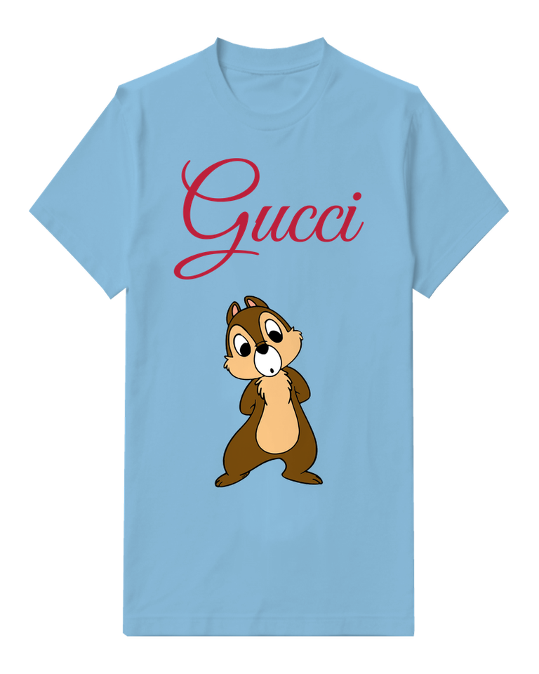 Sky Blue Curious Chipmunk Standing Upright Graphic T-Shirt - front product view