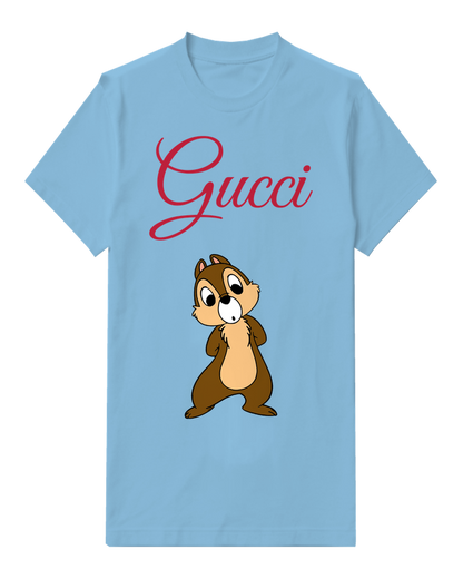 Sky Blue Curious Chipmunk Standing Upright Graphic T-Shirt - front product view