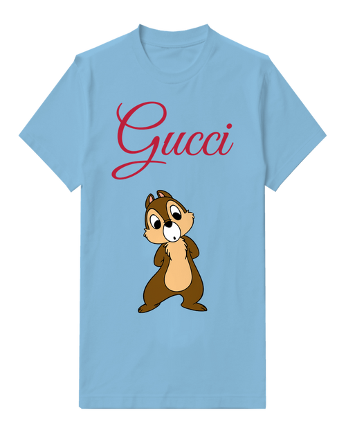 Sky Blue Curious Chipmunk Standing Upright Graphic T-Shirt - front product view