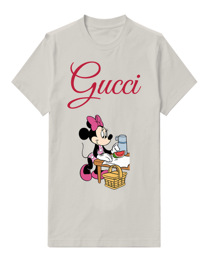 Light Gray Minnie Mouse Picnic Setting Graphic T-Shirt - front product view