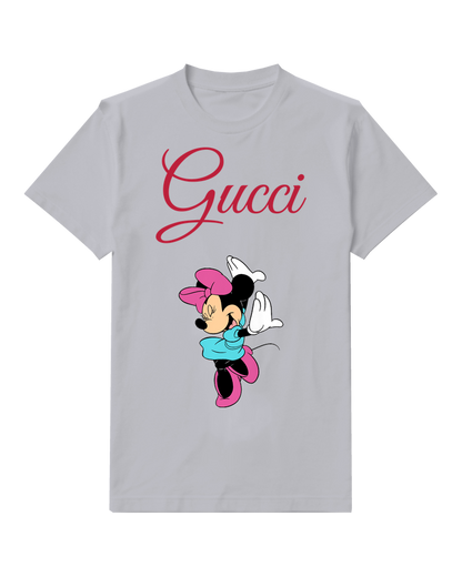 Light Gray Minnie Mouse Dancing Joyfully Graphic T-Shirt - front product view