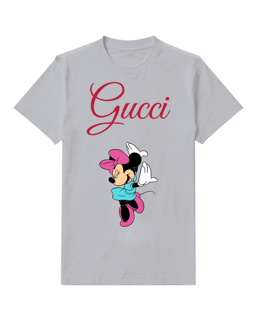Light Gray Minnie Mouse Dancing Joyfully Graphic T-Shirt - front product view