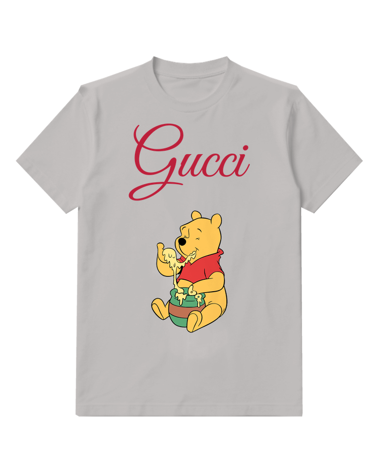 Light Gray Winnie The Pooh Eating Honey Graphic T-Shirt - front product view