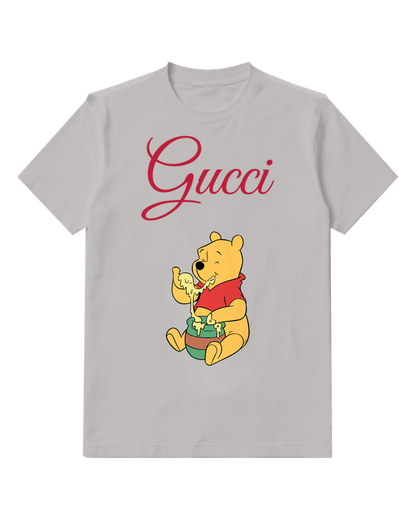 Light Gray Winnie The Pooh Eating Honey Graphic T-Shirt - front product view