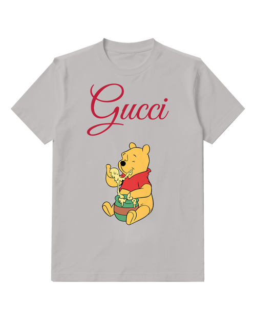 Light Gray Winnie The Pooh Eating Honey Graphic T-Shirt - front product view