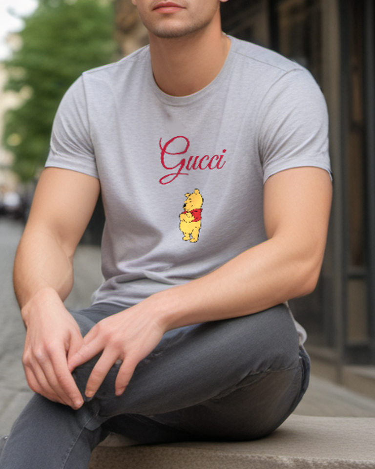 Light Gray Clasped Hands Bear Graphic T-Shirt - styled view 3