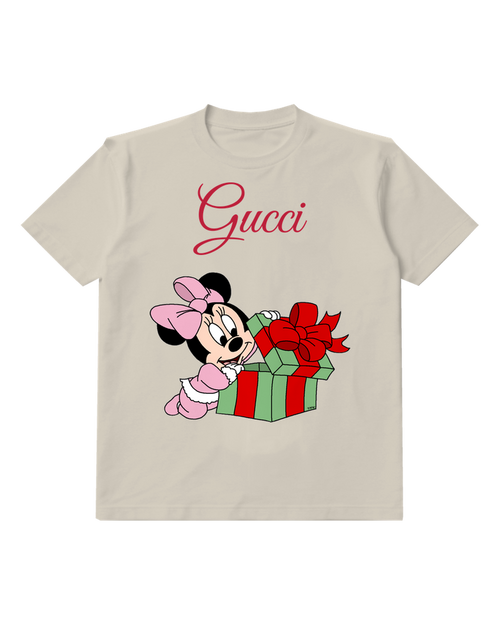 Ivory Baby Minnie Mouse Holding Gift Graphic T-Shirt - front product view