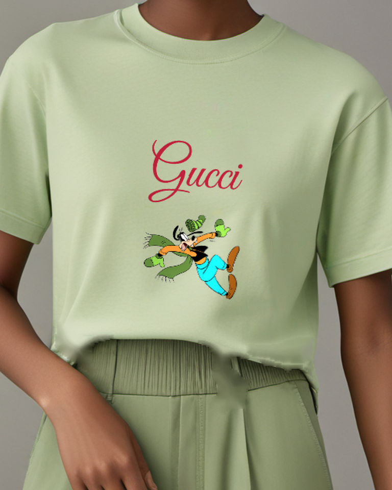 Olive Green Goofy Slipping In Winter Gear Graphic T-Shirt - model wearing view