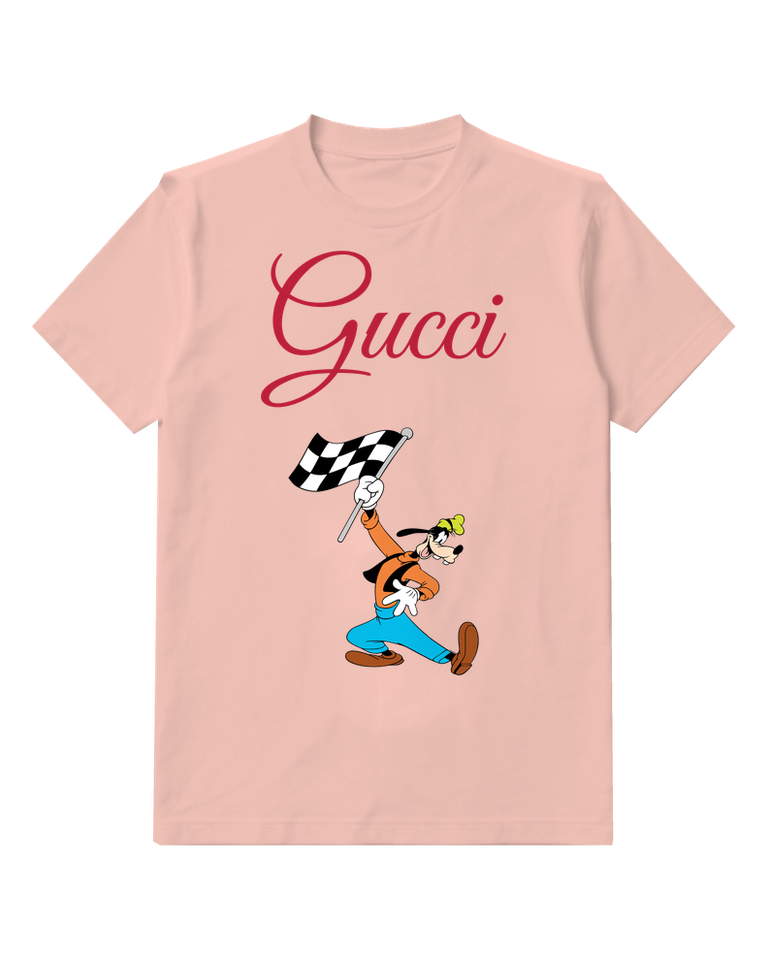 Blush Pink Goofy Racing With Checkered Flag Graphic T-Shirt - front product view
