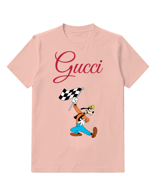 Blush Pink Goofy Racing With Checkered Flag Graphic T-Shirt - front product view