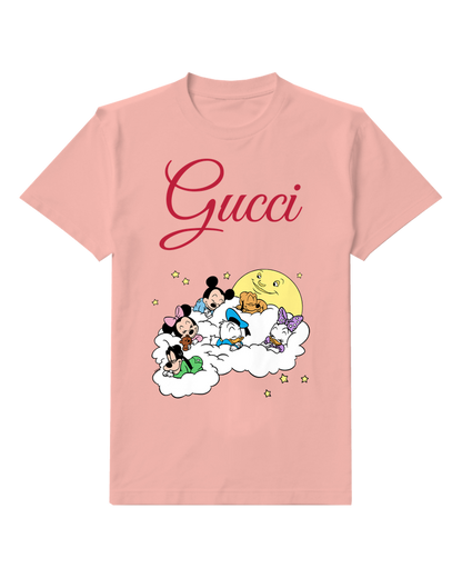 Blush Pink Sleeping Friends Moon Cloud Graphic T-Shirt - front product view