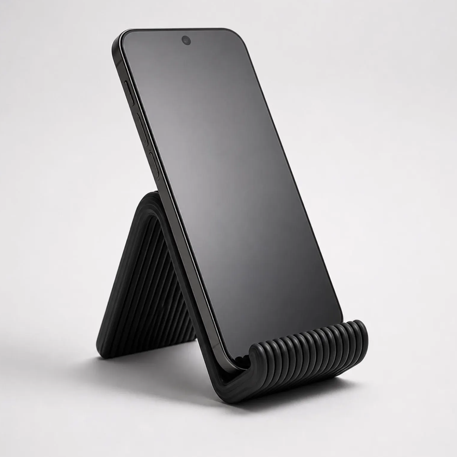 Sleek Ribbed‑Pattern Foldable Mobile Device Holder For Multi‑Scene Desktop Organisation