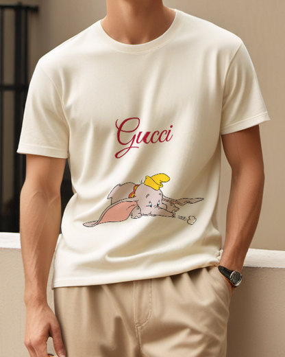 Ivory Dumbo Lying On Belly Graphic T-Shirt - model wearing view