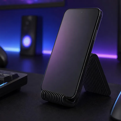Sleek Ribbed‑Pattern Foldable Mobile Device Holder For Multi‑Scene Desktop Organisation