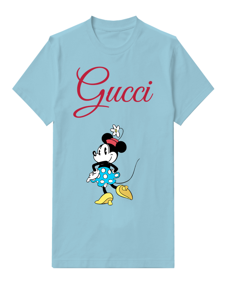 Sky Blue Minnie Mouse In Cheerful Stance Graphic T-Shirt - front product view
