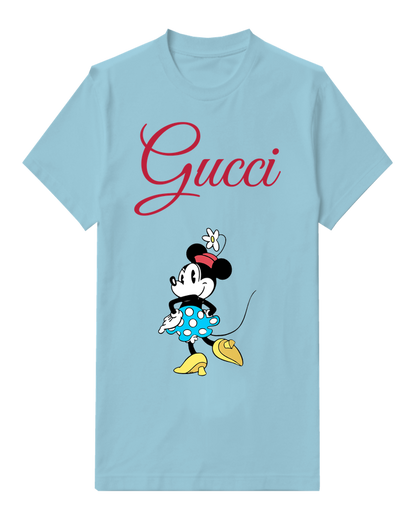Sky Blue Minnie Mouse In Cheerful Stance Graphic T-Shirt - front product view