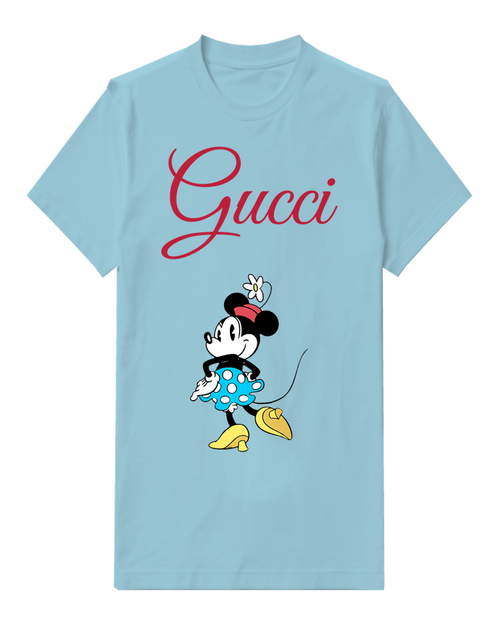 Sky Blue Minnie Mouse In Cheerful Stance Graphic T-Shirt - front product view
