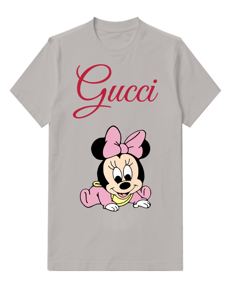 Light Gray Baby Minnie Mouse Crawling On Floor Crew Neck Graphic T-Shirt - front product view