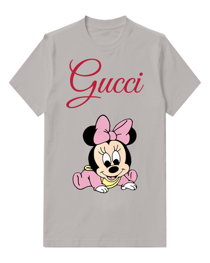 Light Gray Baby Minnie Mouse Crawling On Floor Crew Neck Graphic T-Shirt - front product view