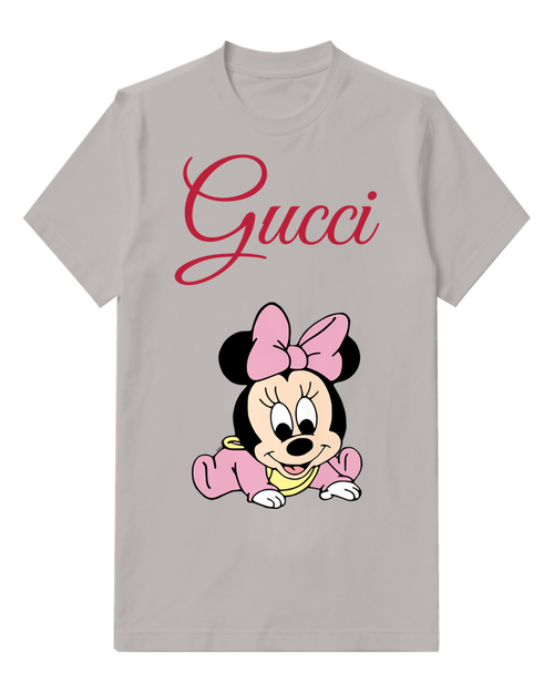 Light Gray Baby Minnie Mouse Crawling On Floor Crew Neck Graphic T-Shirt - front product view