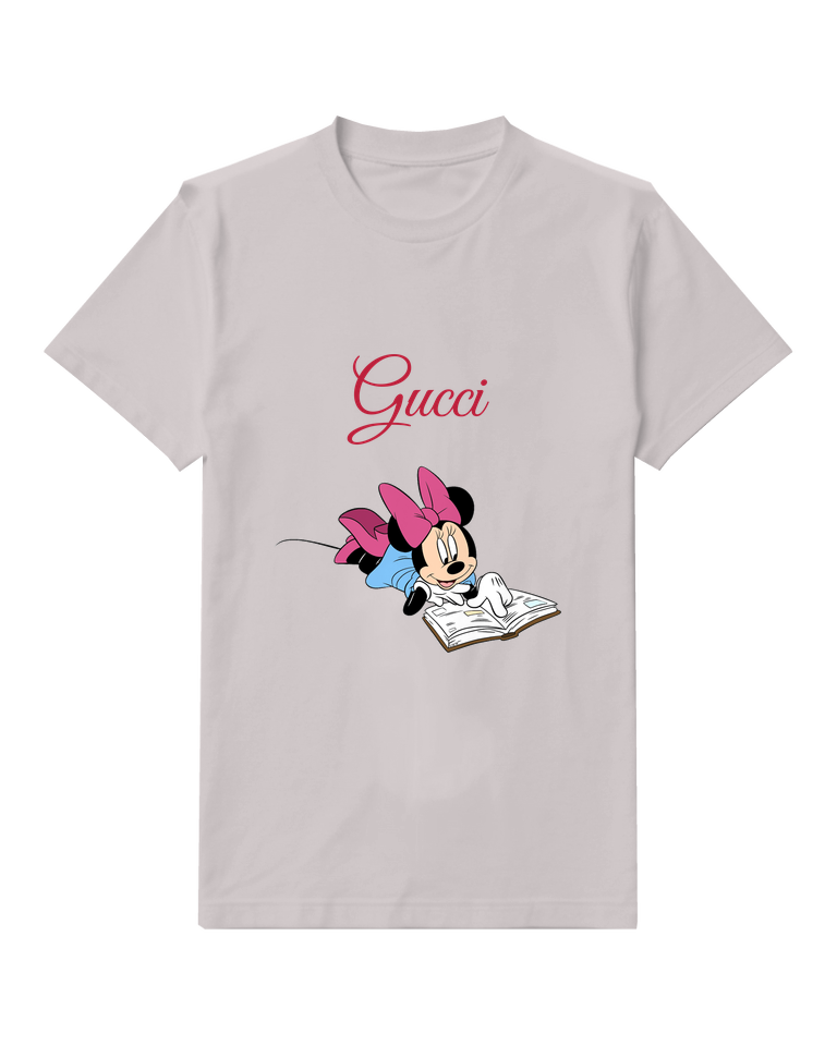Light Gray Minnie Mouse Reading Book Graphic T-Shirt - front product view