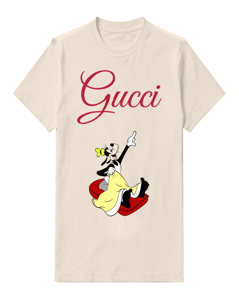 Ivory Goofy Pointing Upward While Seated Graphic T-Shirt - front product view