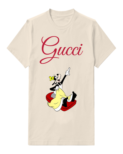 Ivory Goofy Pointing Upward While Seated Graphic T-Shirt - front product view