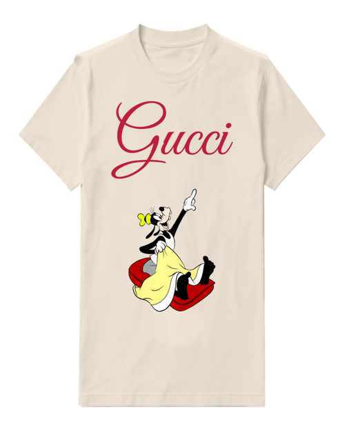 Ivory Goofy Pointing Upward While Seated Graphic T-Shirt - front product view