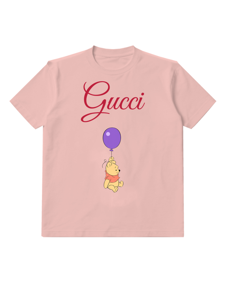 Blush Pink Bear Purple Balloon Graphic T-Shirt - front product view