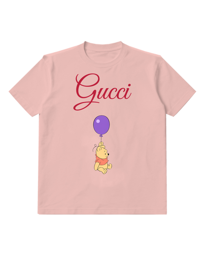 Blush Pink Bear Purple Balloon Graphic T-Shirt - front product view