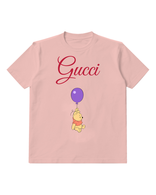 Blush Pink Bear Purple Balloon Graphic T-Shirt - front product view