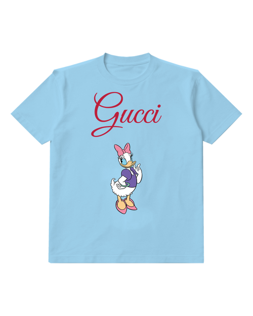 Sky Blue Duck Purple Top Standing Graphic T-Shirt - front product view