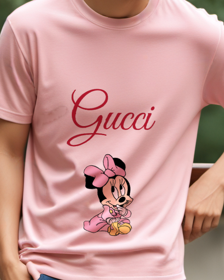 Blush Pink Baby Minnie Mouse Sitting Cross Legged Graphic T-Shirt - model wearing view