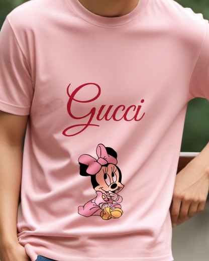 Blush Pink Baby Minnie Mouse Sitting Cross Legged Graphic T-Shirt - model wearing view