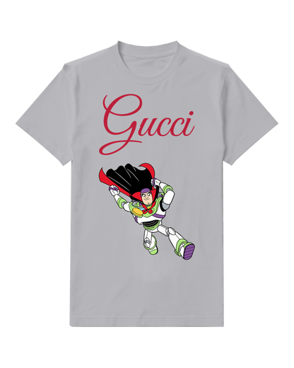 Light Gray Flying Space Ranger Red Accent Graphic T-Shirt - front product view