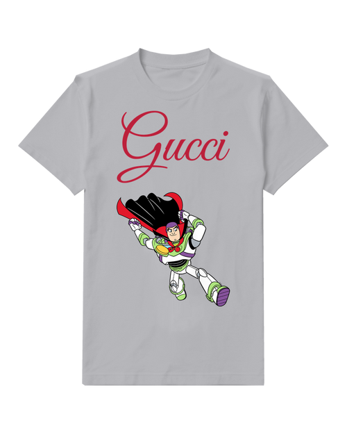 Light Gray Flying Space Ranger Red Accent Graphic T-Shirt - front product view