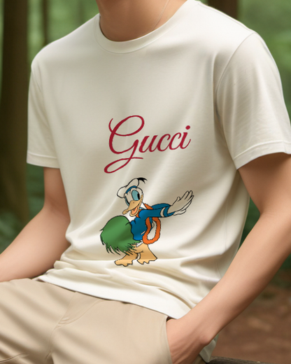 Ivory Donald Duck Hula Dancing Graphic T-Shirt - model wearing view