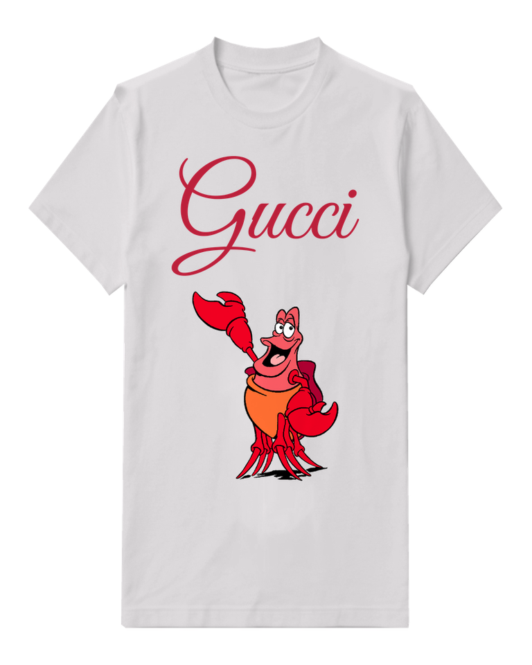 Light Gray Red Crab With Wide Grin Waving Claw Graphic T-Shirt - front product view