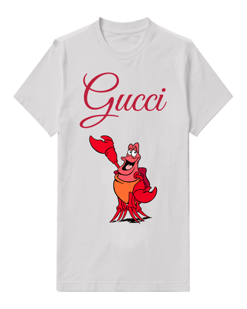 Light Gray Red Crab With Wide Grin Waving Claw Graphic T-Shirt - front product view