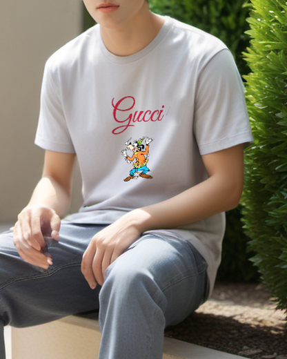 Light Gray Checked Trousers Dog Graphic T-Shirt - styled view 3