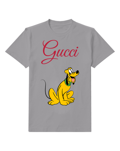 Gray Yellow Dog Sitting Happily Graphic T-Shirt - front product view